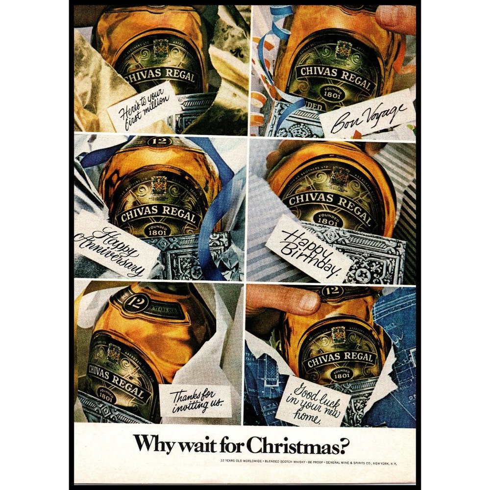 1978 Chivas Regal Scotch Whisky Vintage Print Ad Gift Wrap Special Occasion Art